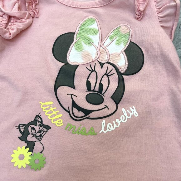 Disney Jr Top Girls Size 3T Pink Ruffle Sleeve Minnie‎ Mouse Tee Shirt - Picture 2 of 4